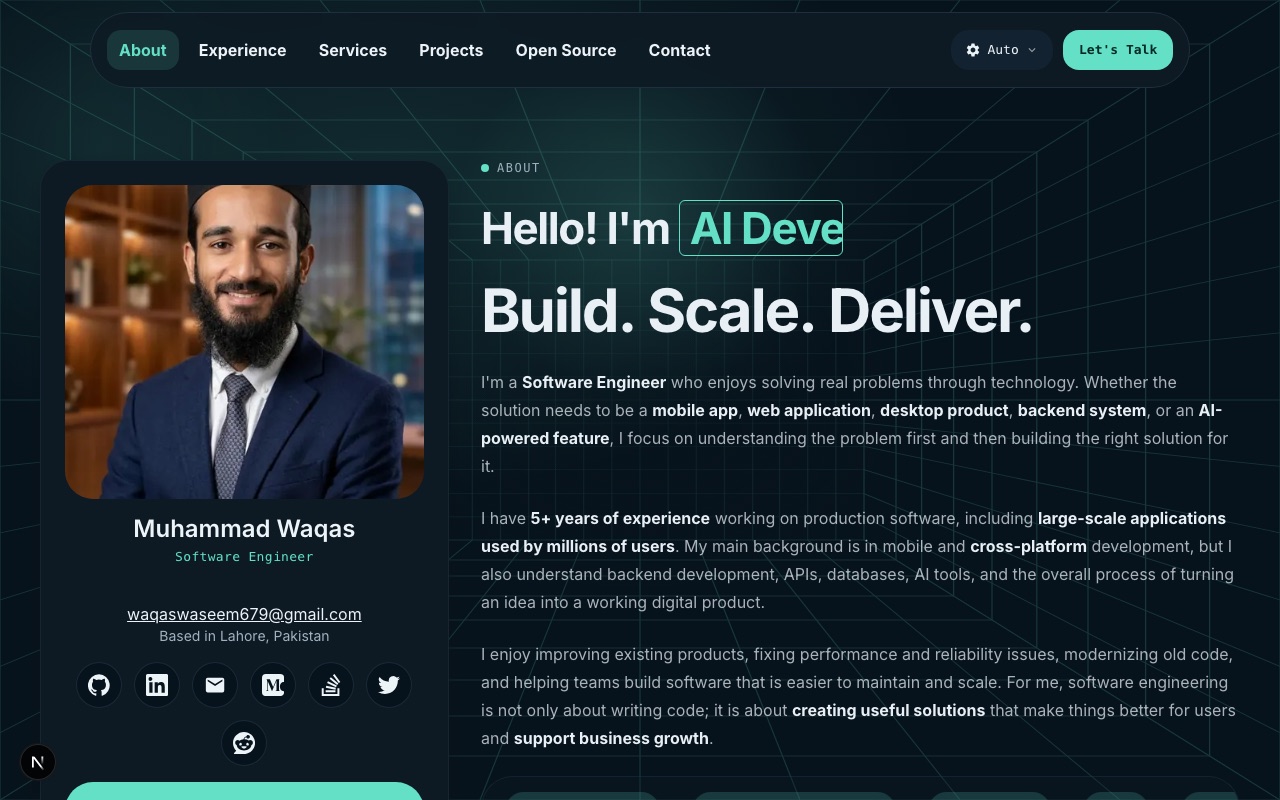 Personal Portfolio — mwaqas.dev project preview